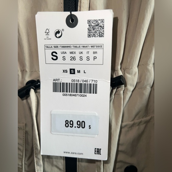 ZARA HOODED PARKA WITH DRAW STRING WAIST - Picture 7 of 7